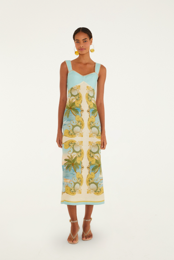 Farm Rio Sleeveless Maxi Dress - vibrant printed maxi dress front view