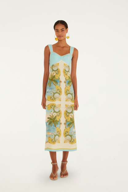 Farm Rio Sleeveless Maxi Dress - vibrant printed maxi dress front view