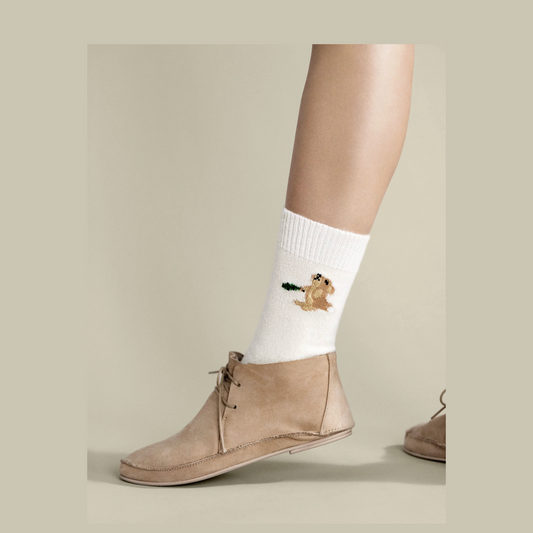 Bunny Cashmere Ivory Sock