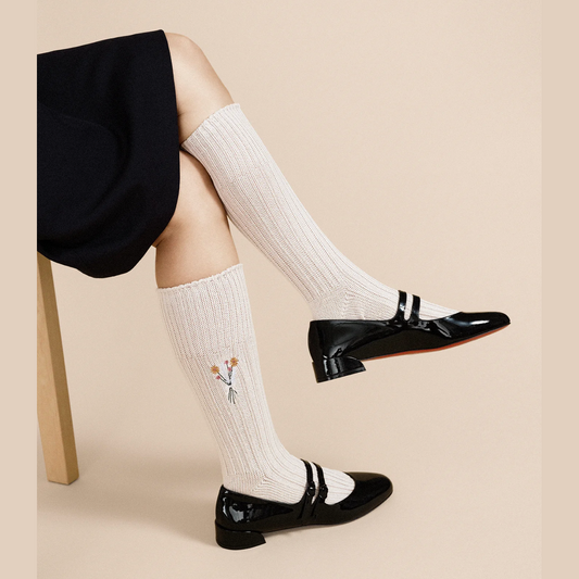 Ribbed Linen Crew Socks