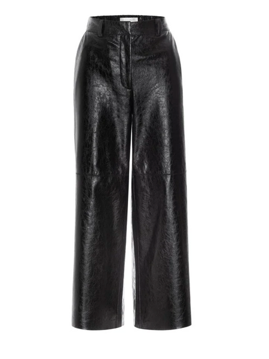 Walker Faux Pant - Metallic vegan leather relaxed fit pants with zip fly