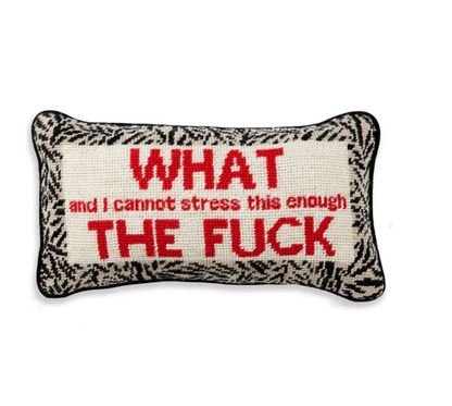 WTF NEEDLEPOINT PILLOW