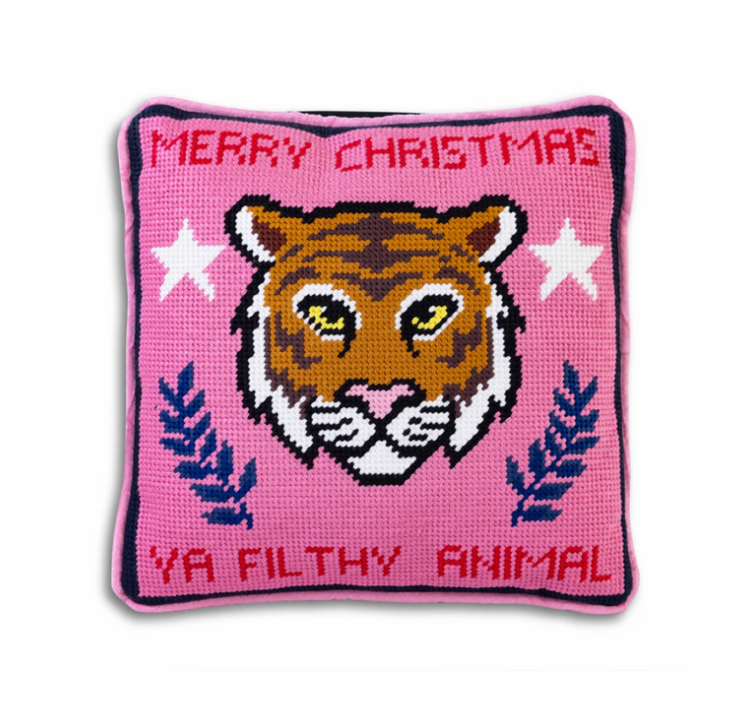 FILTHY ANIMAL NEEDLEPOINT PILLOW
