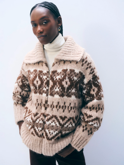 ALPACA BLEND FAIR ISLE BOMBER
