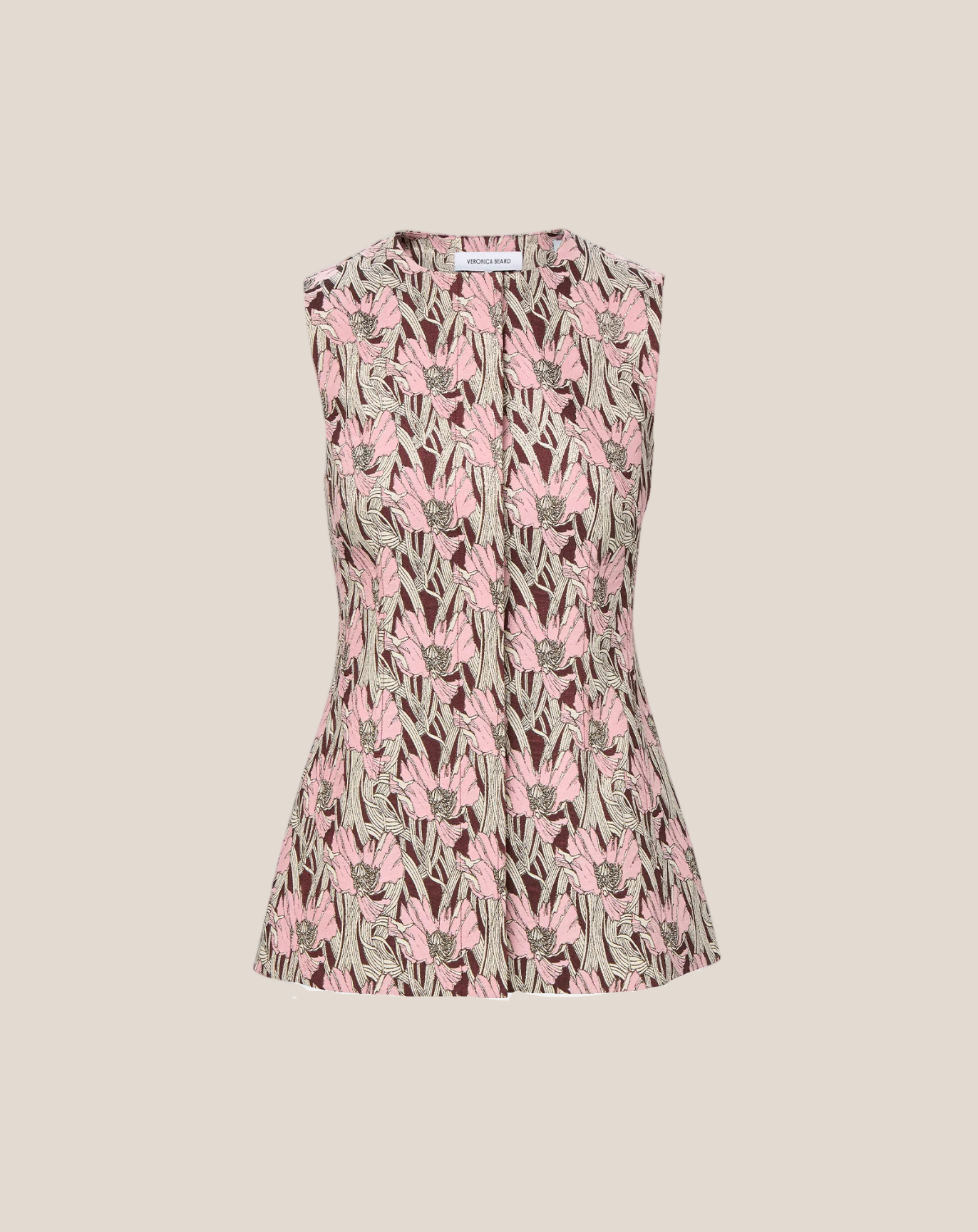 Floral patterned sleeveless top on a white background