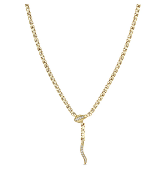 14K GOLD BOX CHAIN SNAKE NECKLACE
