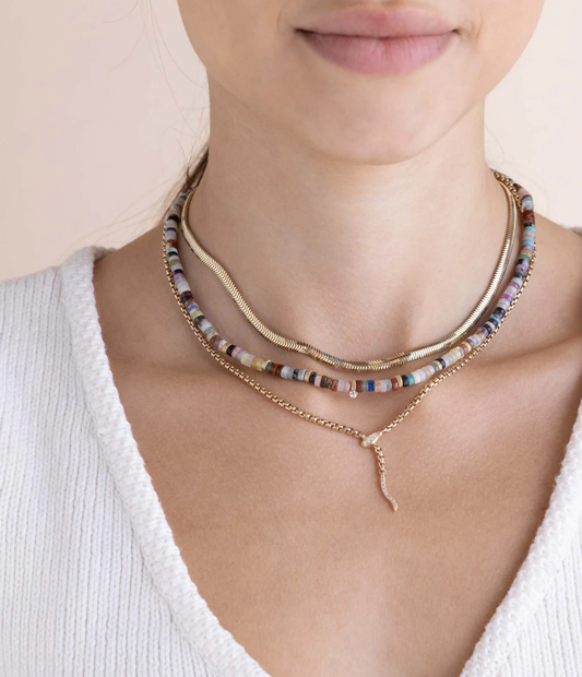 14K GOLD BOX CHAIN SNAKE NECKLACE