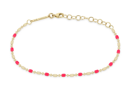 14K GOLD ENAMEL TUBE BAR CHAIN BRACELET