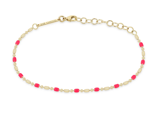 14K GOLD ENAMEL TUBE BAR CHAIN BRACELET