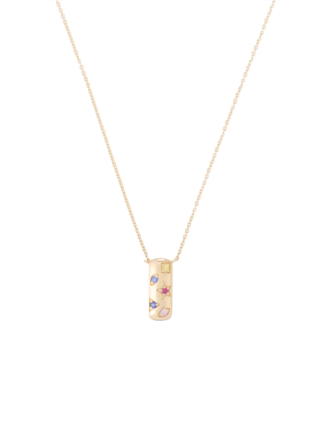 Zofia Day Rainbow Celeste Necklace - 14K gold necklace with multi-colored sapphires and ruby accents