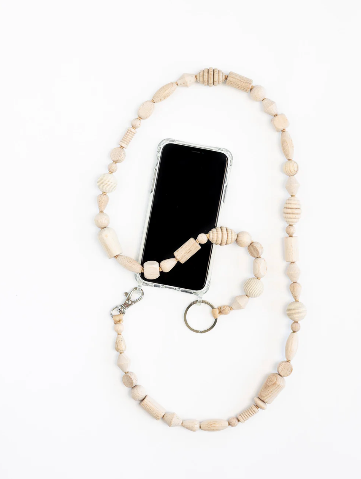 ina.seifart Perlemix Phone Necklace - Crossbody necklace with elastic band and FSC-certified wooden beads, handmade in Berlin