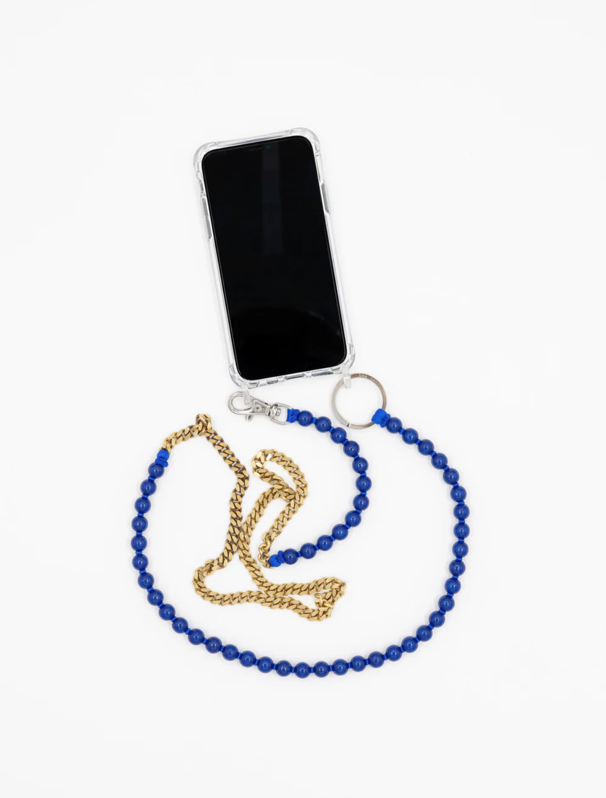 ina.seifart Phone Necklace - detail view of wooden beads and brass chain