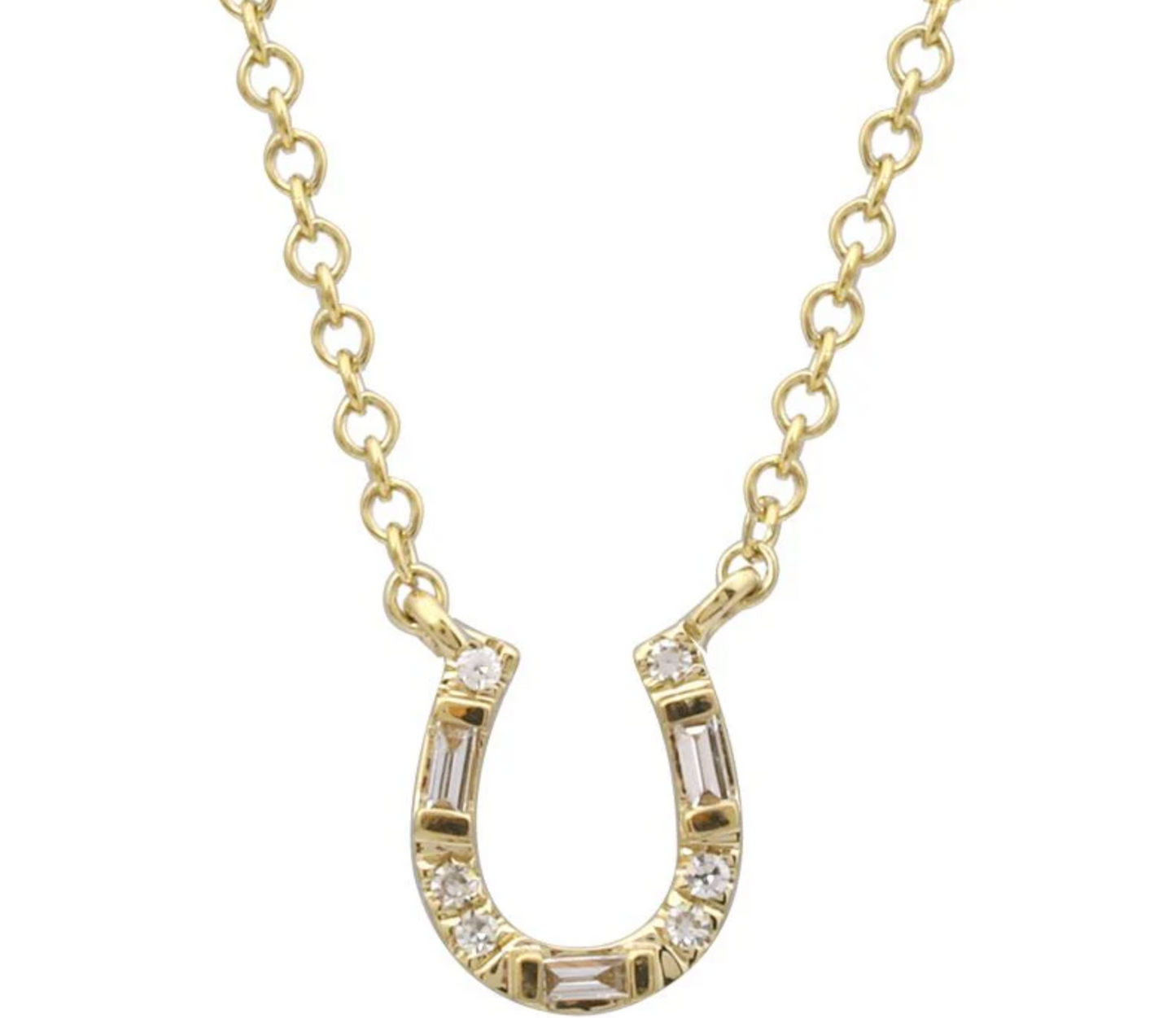 Zofia Day 14K Diamond Horseshoe Necklace - Yellow gold horseshoe pendant necklace with .05 carats diamonds