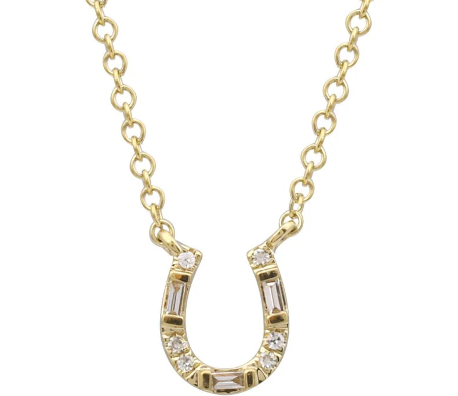 Zofia Day 14K Diamond Horseshoe Necklace - Yellow gold horseshoe pendant necklace with .05 carats diamonds
