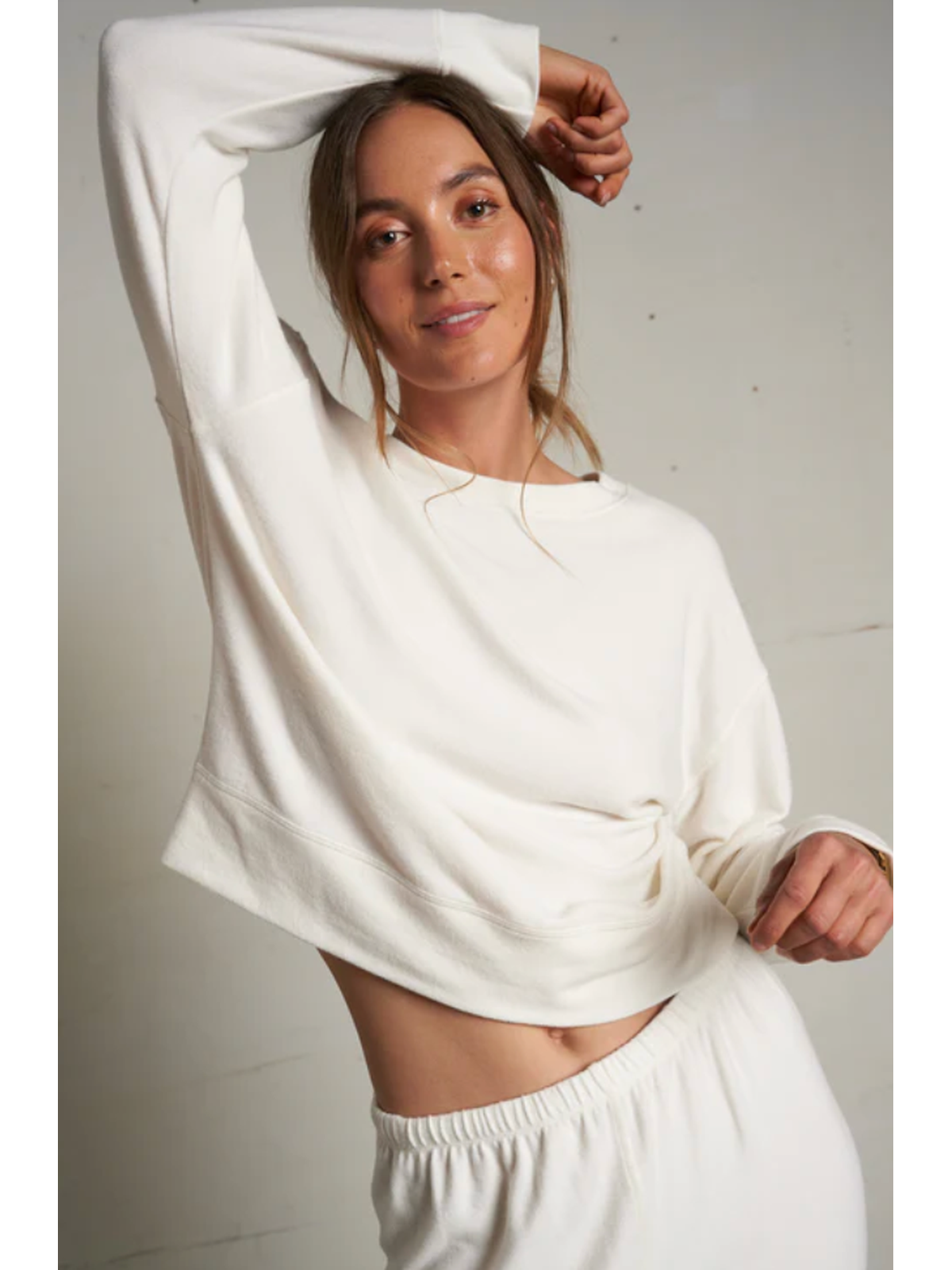 Perfect White Tee Selma Brushed Pullover - Unbelievably soft brushed sweater jersey pullover in poly-viscose-spandex blend, designed in California