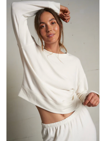Perfect White Tee Selma Brushed Pullover - Unbelievably soft brushed sweater jersey pullover in poly-viscose-spandex blend, designed in California