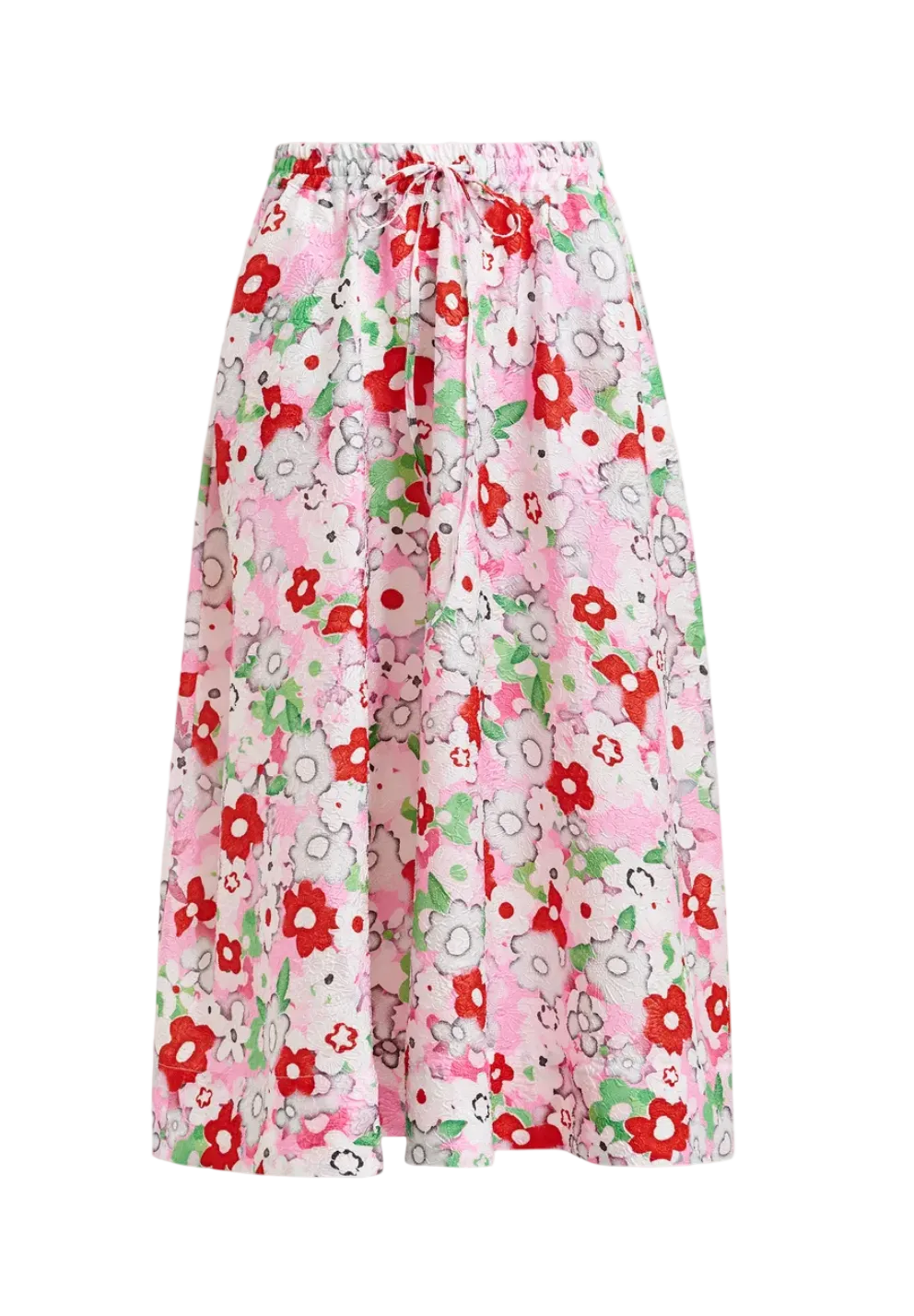 Floral patterned pants on a white background