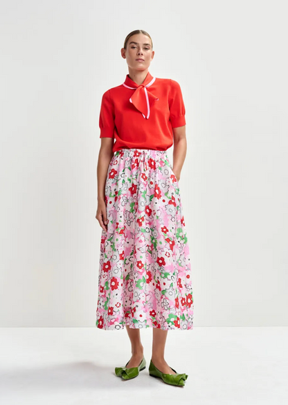 FLORAL JACQUARD MIDI SKIRT
