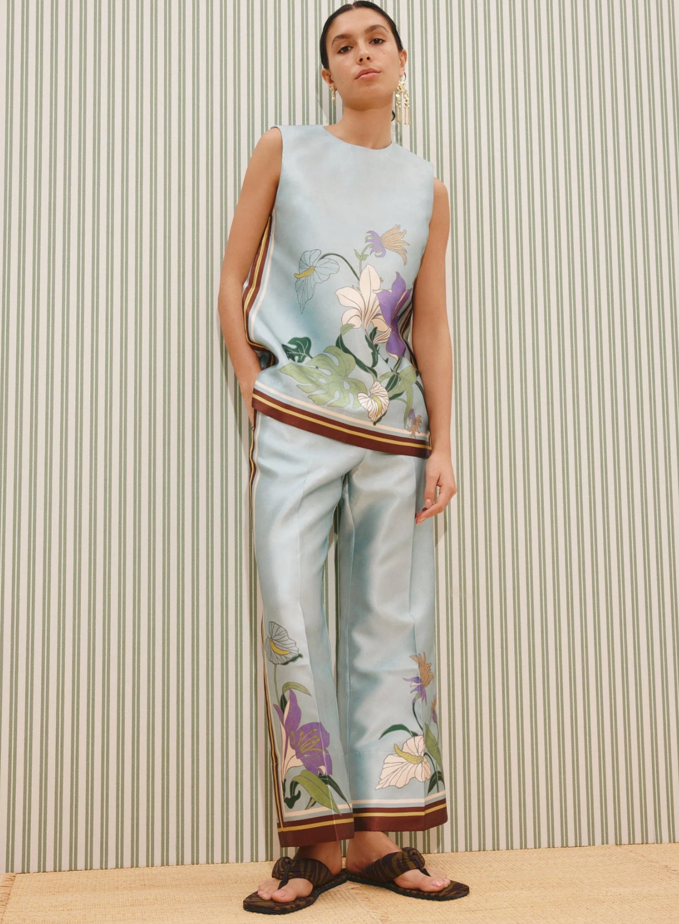 Alemais Alfie Top - Relaxed sleeveless round-neck top in 88% recycled polyester taffeta, fully lined, pairs with Alfie Pant
