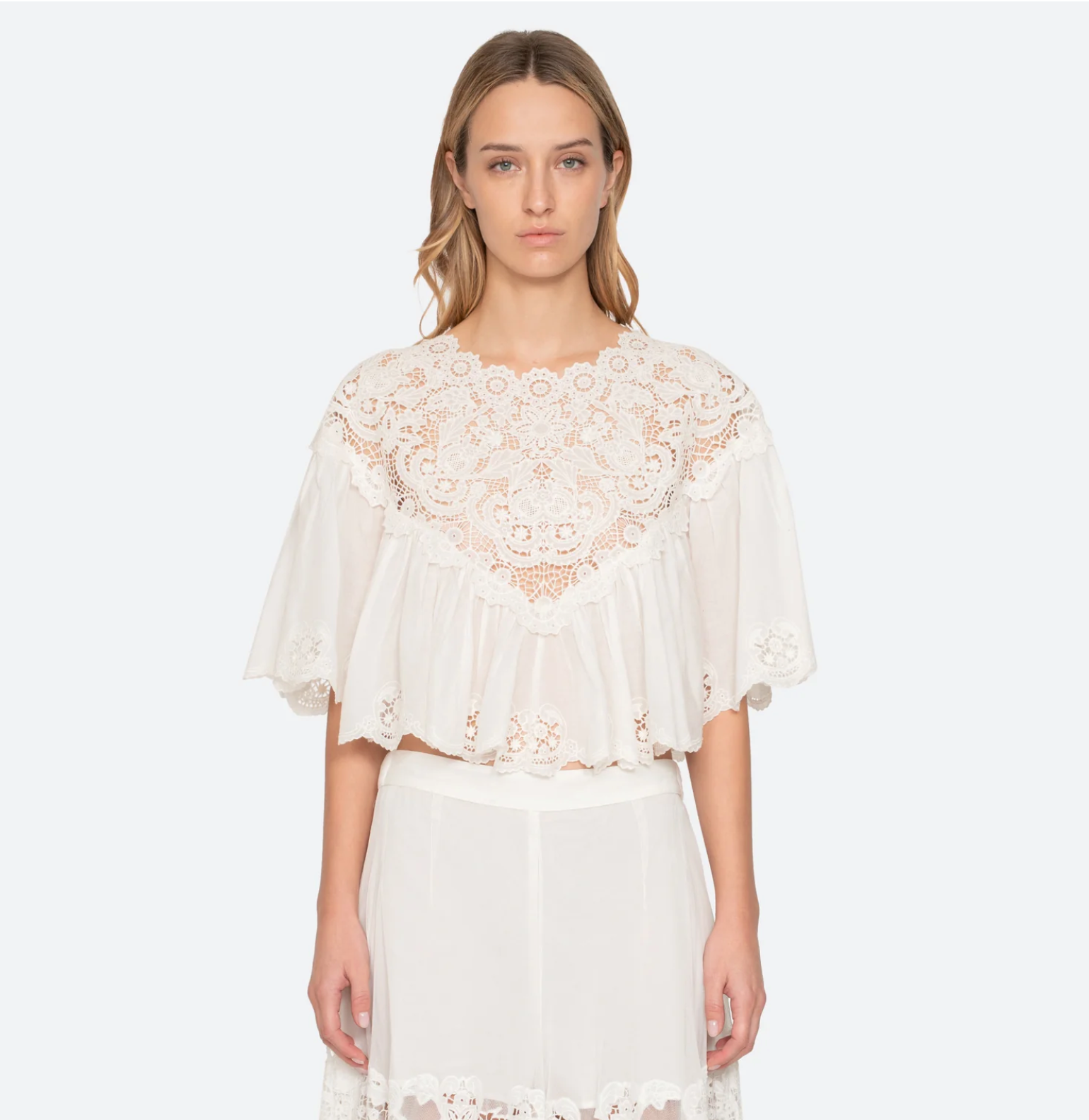 Sea New York Sofia Embroidery Top - floral embroidered top detail view