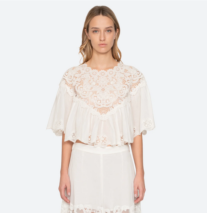 Sea New York Sofia Embroidery Top - floral embroidered top detail view