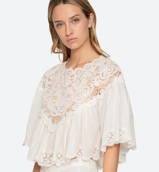 Sea New York Sofia Embroidery Top - floral embroidered top back view