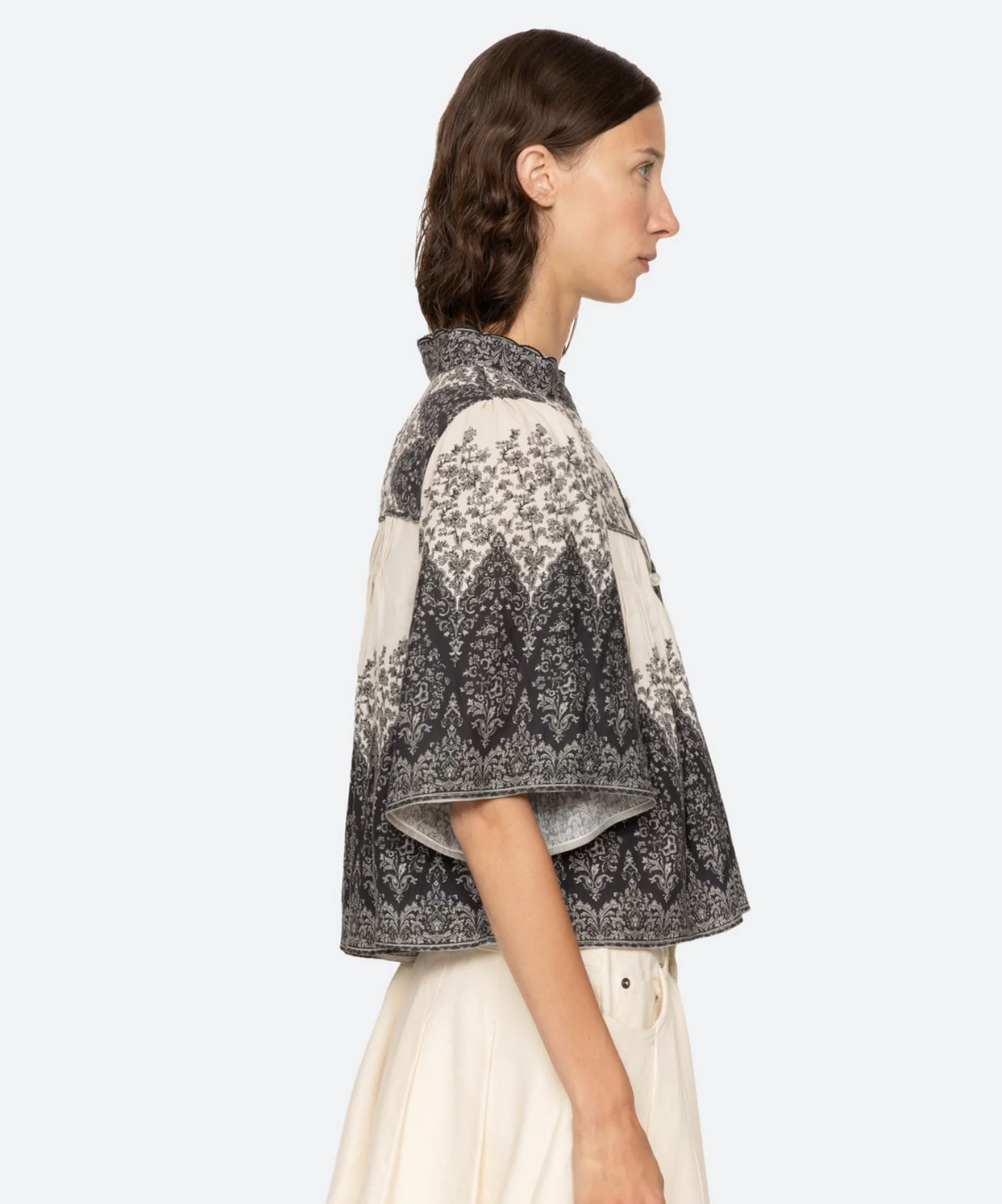 Sea New York Hedra Print Blouse - printed flowy blouse on model