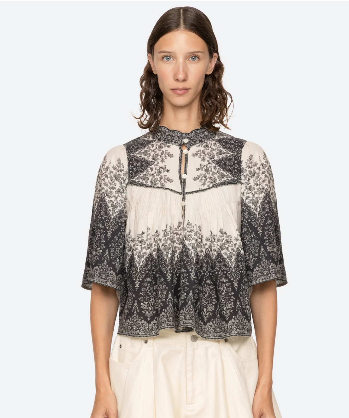 Sea New York Hedra Print Blouse - printed flowy blouse front view
