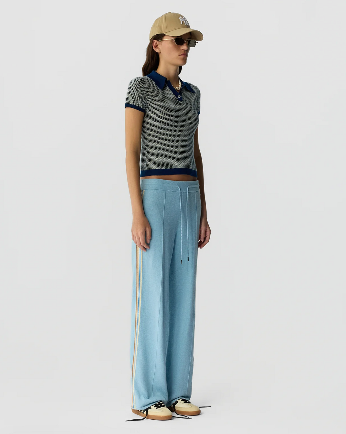 Guest In Residence Track Pant - luxe cashmere track pant side view
