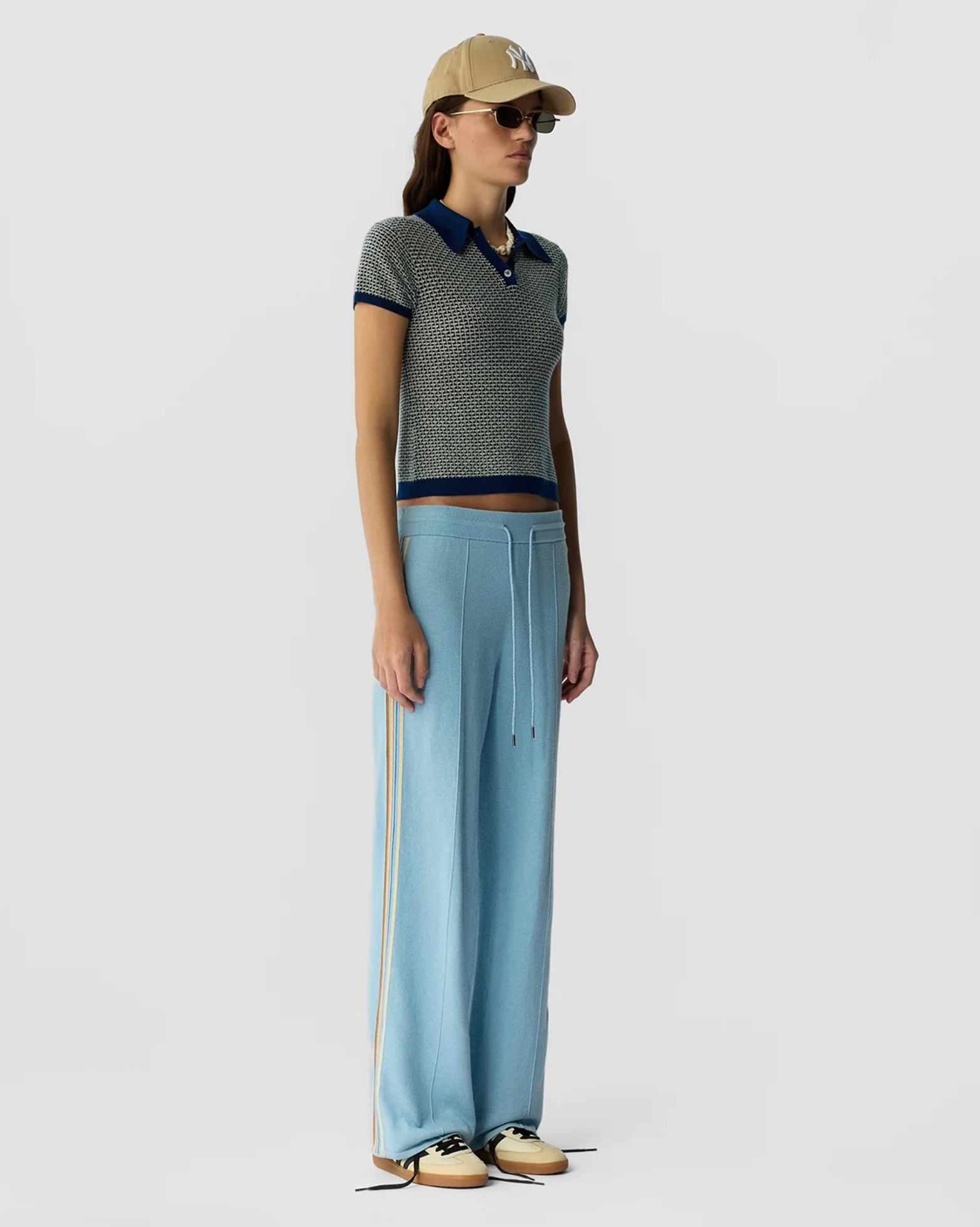 Guest In Residence Track Pant - luxe cashmere track pant side view
