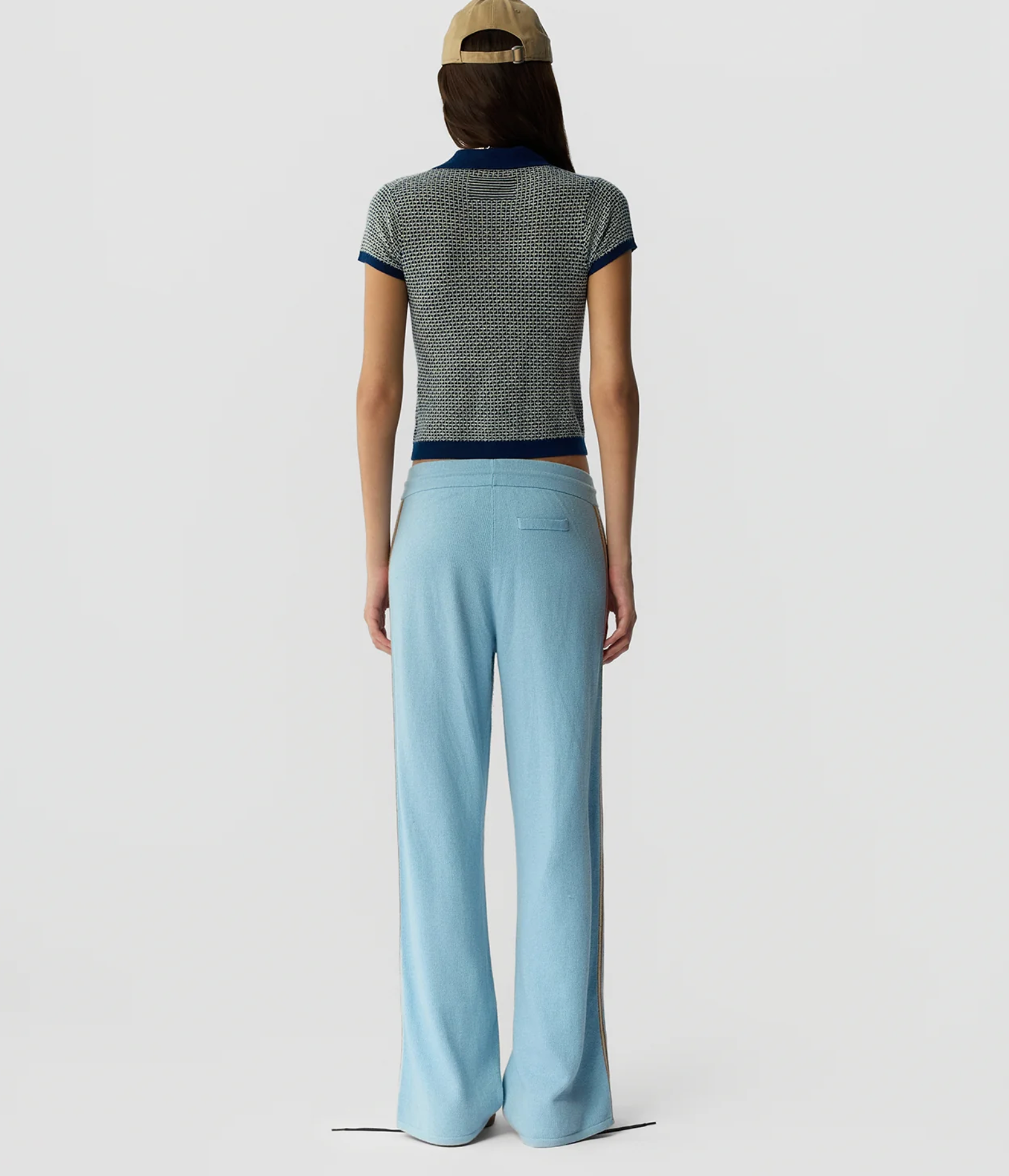 Guest In Residence Track Pant - luxe cashmere track pant detail view