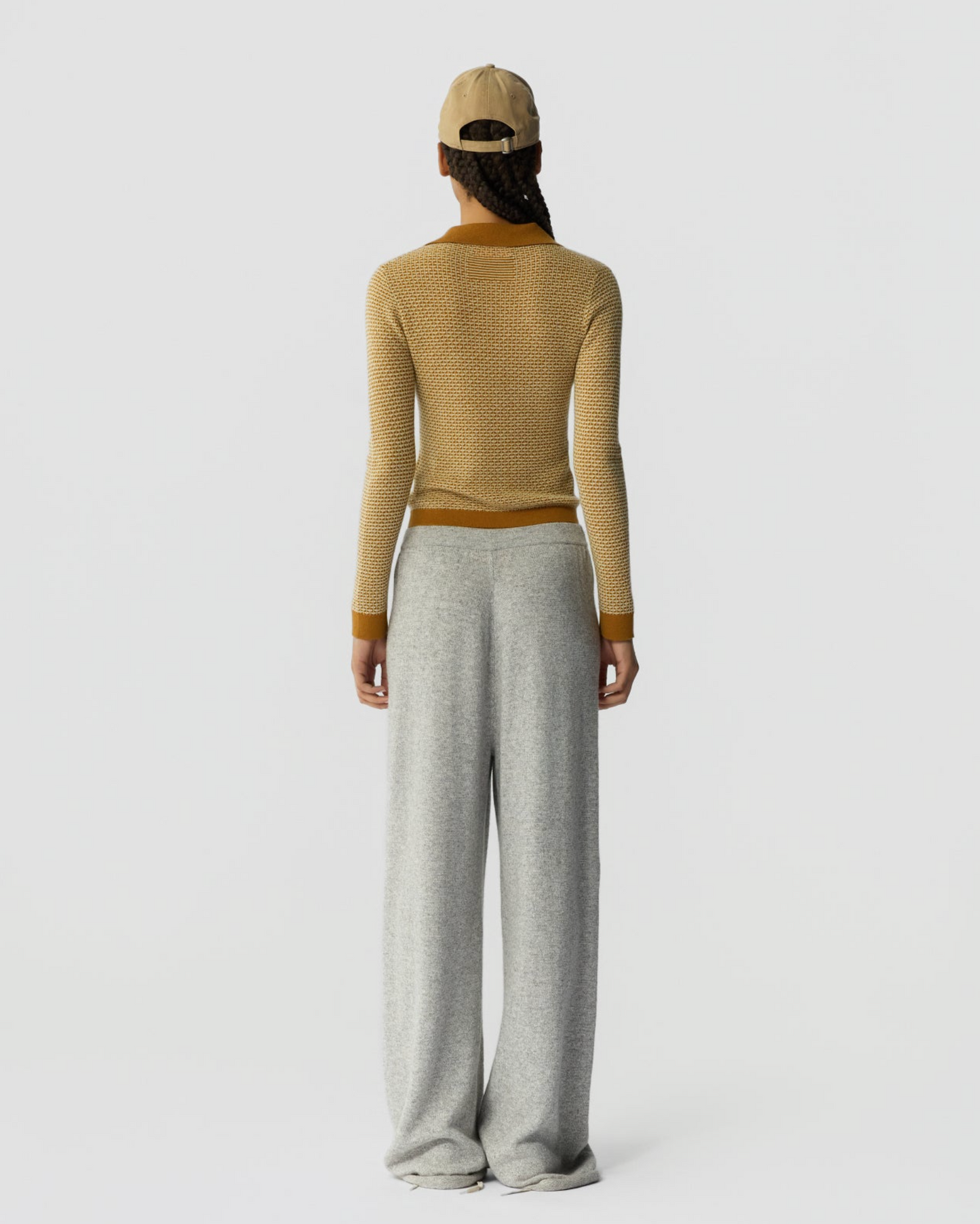 Guest In Residence Pique Shrunken Polo - textured cotton polo shirt on model