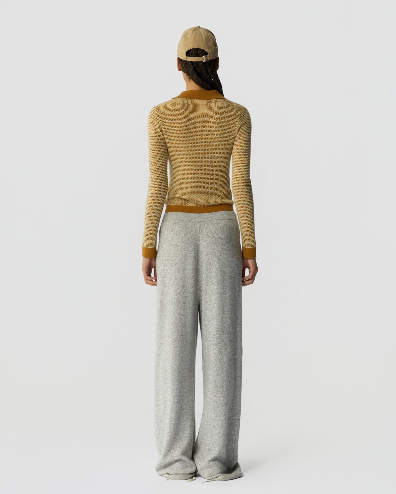 Guest In Residence Pique Shrunken Polo - textured cotton polo shirt on model