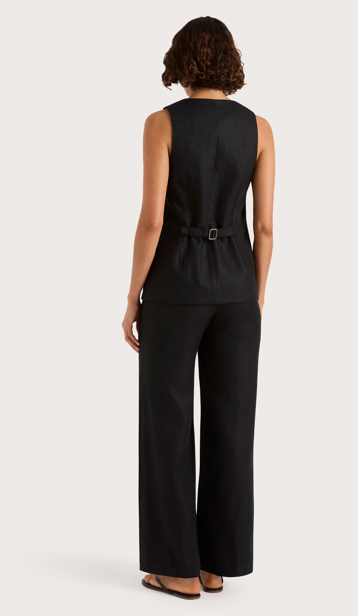 Faithfull The Brand Jackie Vest - tailored linen vest on model