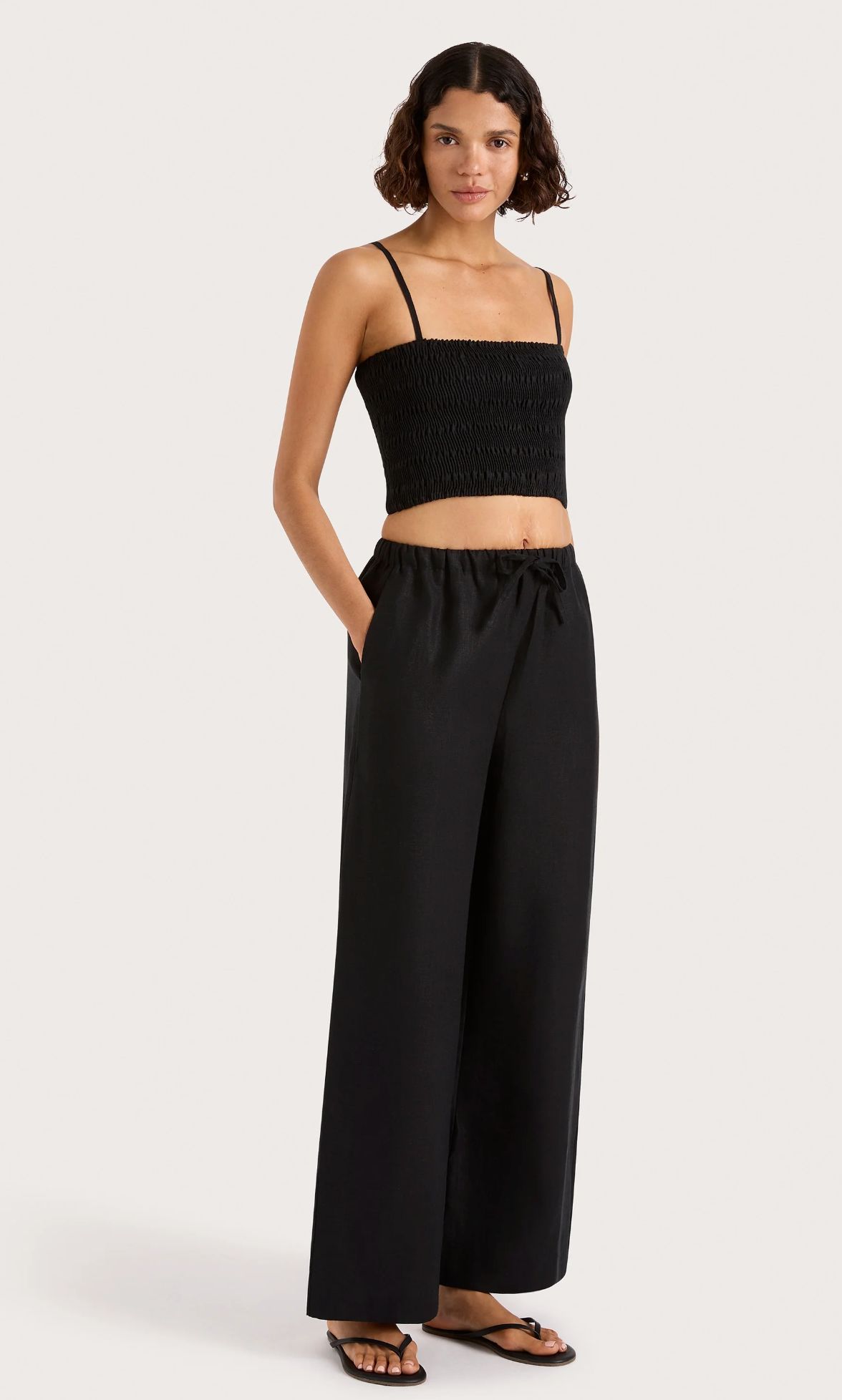 Faithfull The Brand Jones Linen Pant - wide-leg linen trousers side view