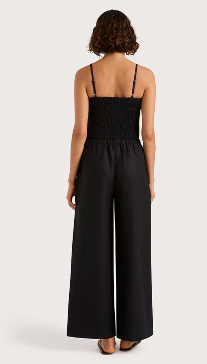Faithfull The Brand Jones Linen Pant - wide-leg linen trousers on model