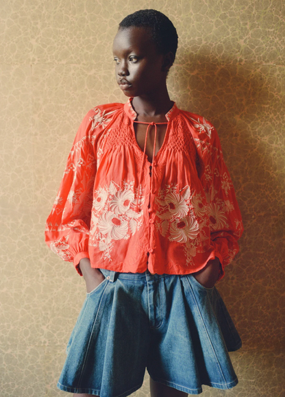 Sea New York Serafina Embroidery Blouse - floral embroidered blouse front view
