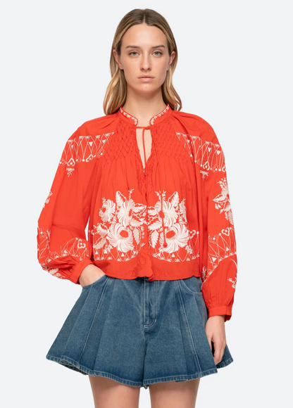 Sea New York Serafina Embroidery Blouse - floral embroidered blouse side view