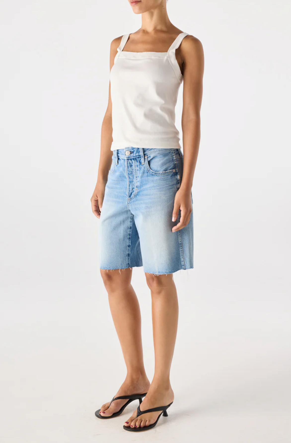Amo Denim Steph Denim Shorts - high-rise denim shorts back view