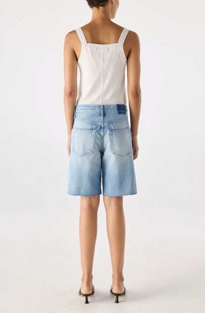 Amo Denim Steph Denim Shorts - high-rise denim shorts on model