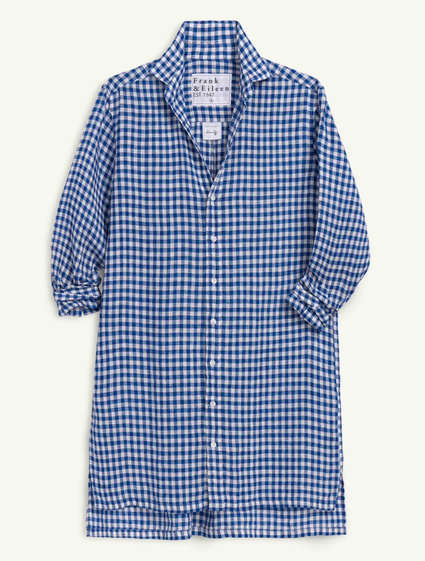 Frank & Eileen Hunter Shirtdress - relaxed cotton shirtdress on model