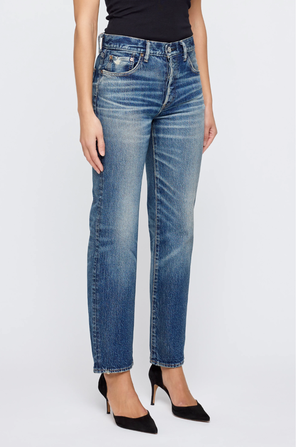 Amo Denim Farewell Straight - classic straight-leg denim jean side view