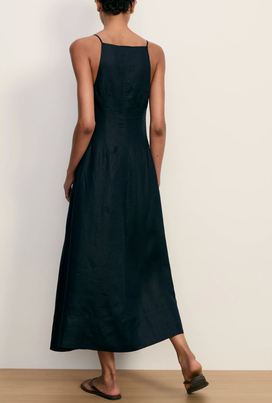 Hiptique Georges Linen Midi Dress - relaxed linen midi dress back view