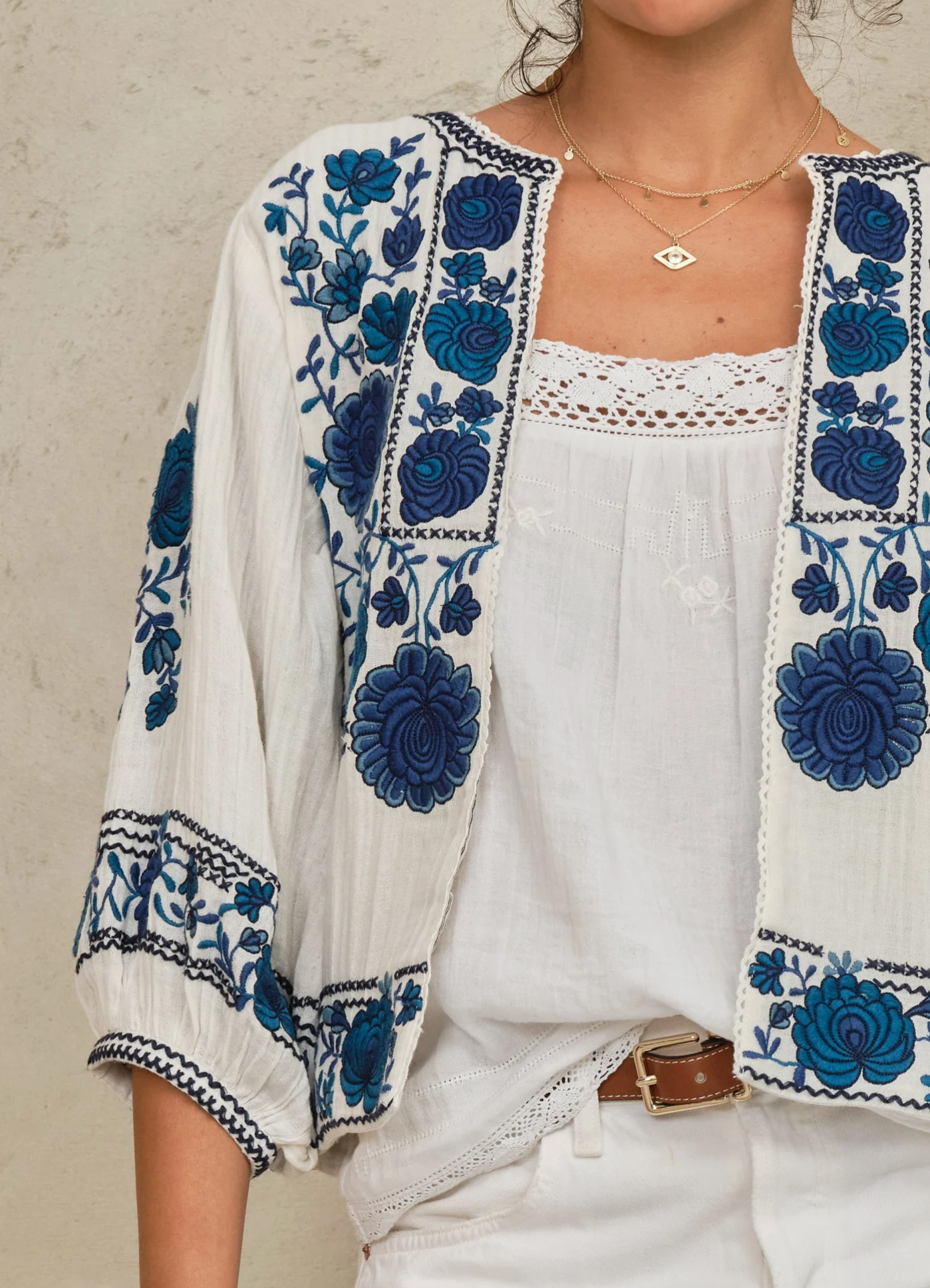 Mabe Greta Embroidered Jacket - hand-embroidered lightweight jacket side view