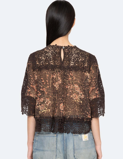 Sea New York Luisa Print Top - printed blouse on model