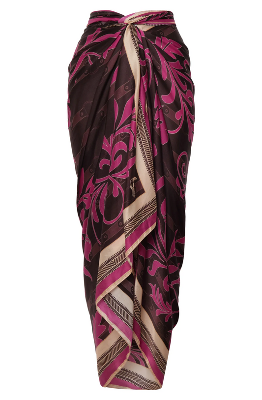Juan de Dios Fuchsia Cotton Silk Sarong - lightweight cotton silk sarong front view