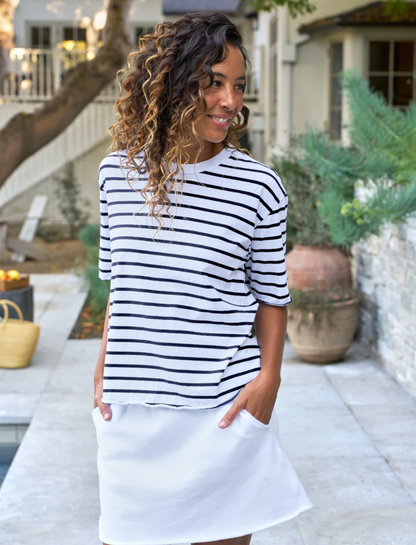 Frank & Eileen Perry Stripe Crew Tee - classic stripe cotton crew neck tee back view