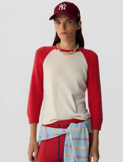 Guest in Residence Baseball Tee - classic cashmere baseball tee back view