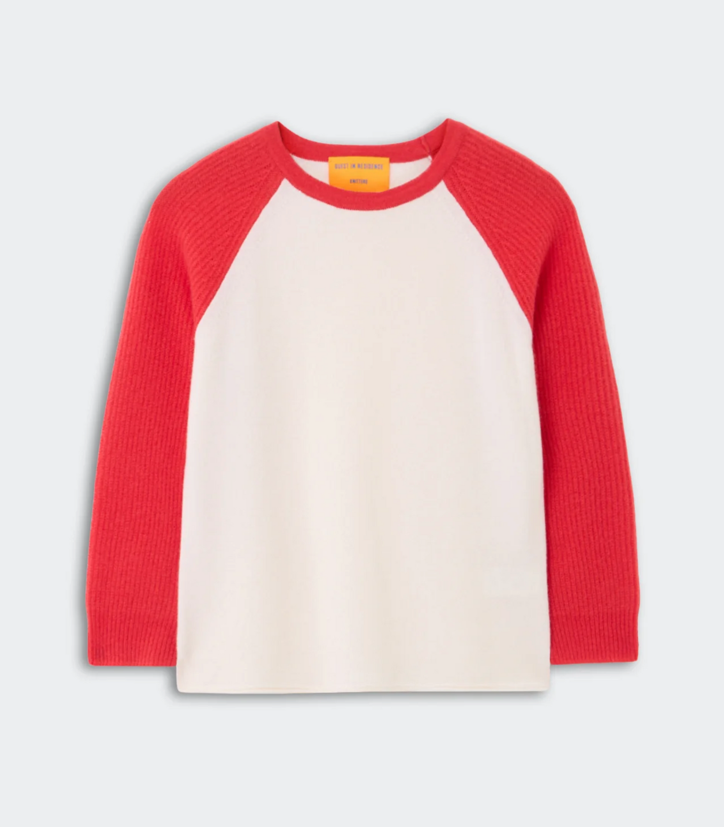 Guest in Residence Baseball Tee - classic cashmere baseball tee front view