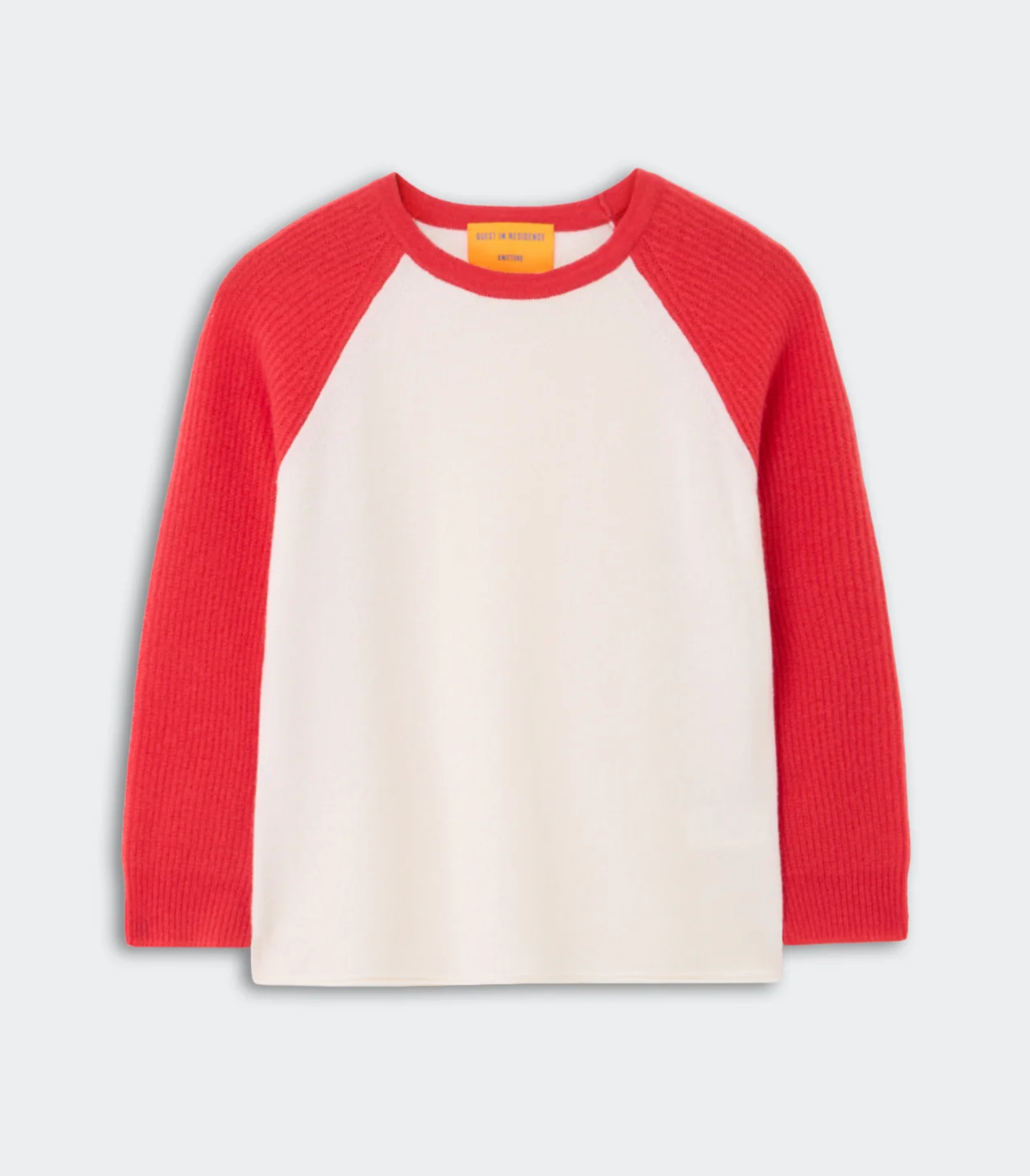 Guest in Residence Baseball Tee - classic cashmere baseball tee front view